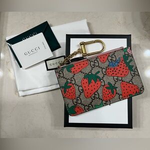 Gucci strawberry keychain wallet